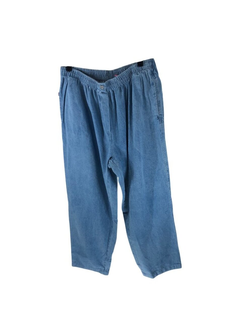 Woman Within Womens 20W Blue Denim Jeans Elastic Waist Pull On Cotton Pants